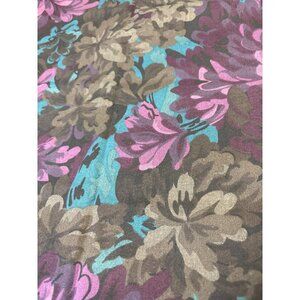Floral Fabric Remnant Cotton 1/2 yard x 40" Purple Teal & Brown